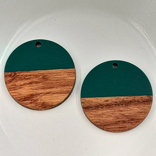 Wood & Resin Flat Round Disc Teal