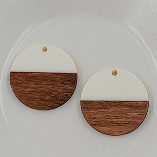 Wood & Resin Flat Round Disc Cream