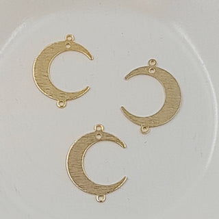 Earring Component - 2-Hole Metal Moon Shape Gold 22mm