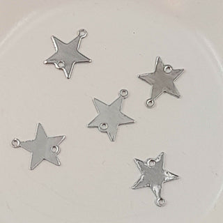 Earring Component - 2-Hole Star Shaped Connector Silver