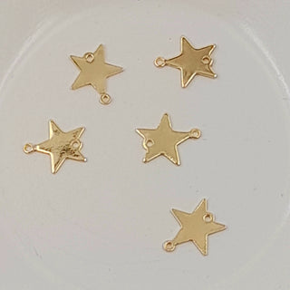 Earring Or Pendant Component 2-hole Metal Star Gold