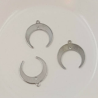 Earring Component - 2-Hole Crescent Moon Shape Silver