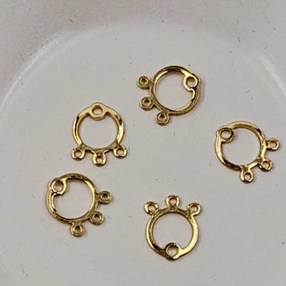 Earring Component - Gold Metal Chandelier With 3 Drop Loops