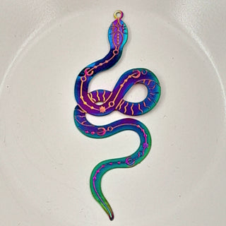 Pendant - Multicolored metal snake flat charm