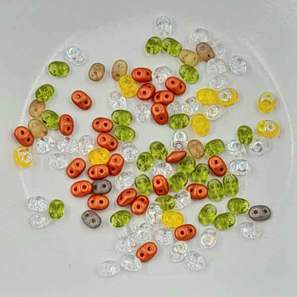 Czech Superduo Beads Citrus Infusion 7.5gm Bag 2
