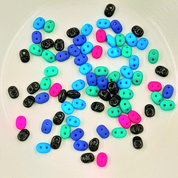 Czech Superduo Beads Neon Nights Mix 7.5gm Bag