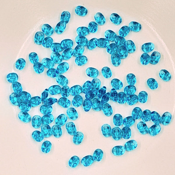 Czech Superduo Beads Transparent Aqua 7.5gm Bag