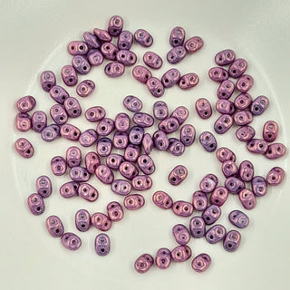 Czech Superduo Beads Pink Purple 7.5gm Bag