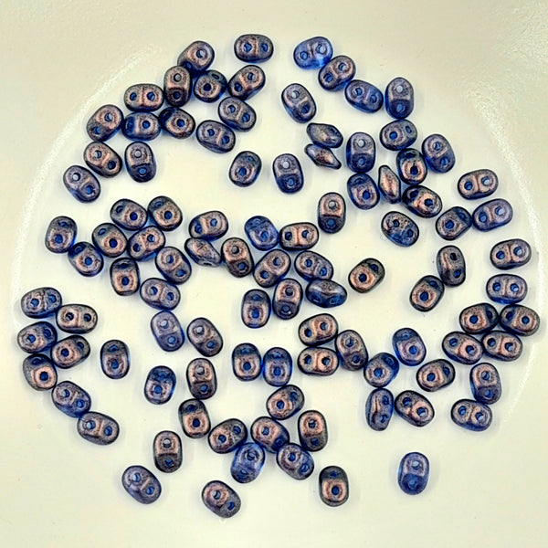 Czech Superduo Beads Halo Cerulean Blue 7.5gm Bag
