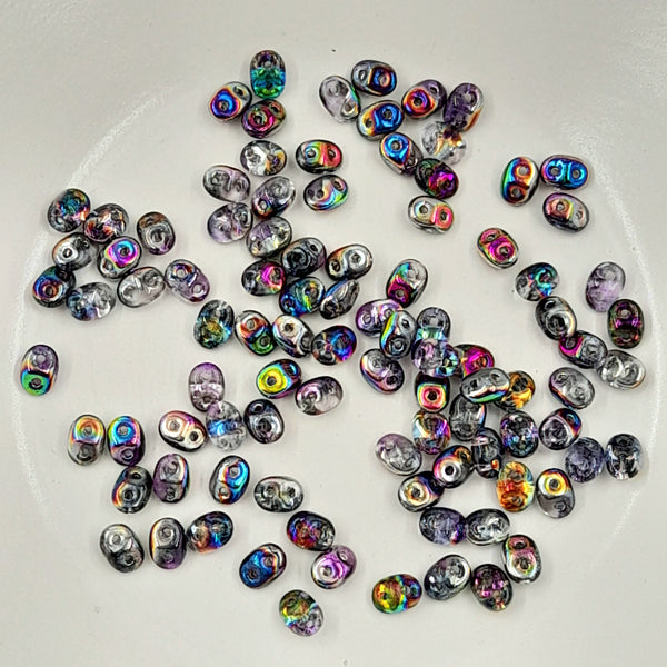 Czech Superduo Beads Crystal Magic Violet Grey 7.5gm Bag