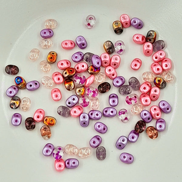 Czech Superduo Beads Little Princess Mix 7.5gm Bag