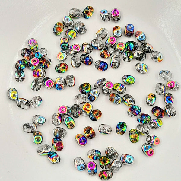 Czech Superduo Beads Crystal Vitrail 7.5gm Bag