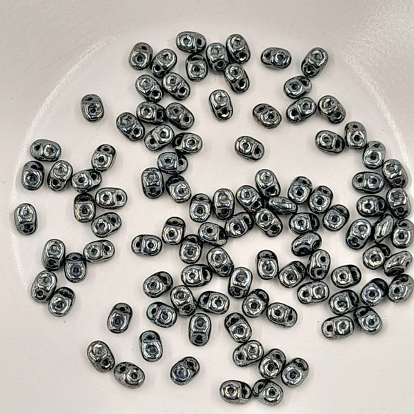 Czech Superduo Beads Jet Hematite 7.5gm Bag