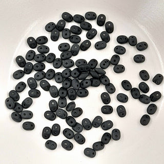 Czech Superduo Beads Matte Black 7.5gm Bag