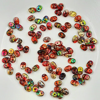 Czech Superduo Beads Crystal Red Yellow 7.5gm Bag