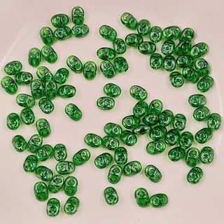 Czech Superduo Beads Transparent Green Lustre 7.5gm Bag