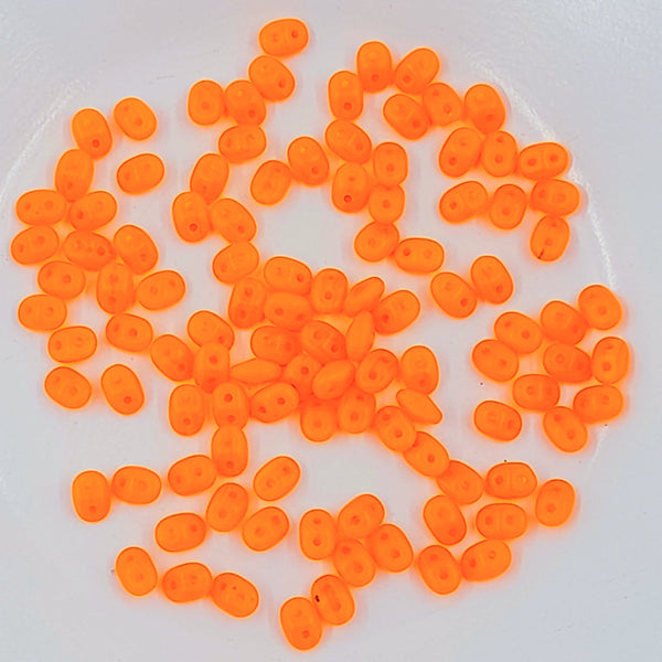 Czech Superduo Beads Opaque Matte Orange 7.5gm Bag