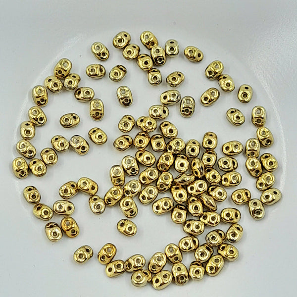 Czech Superduo Beads Full Amber Gold 7.5gm Bag