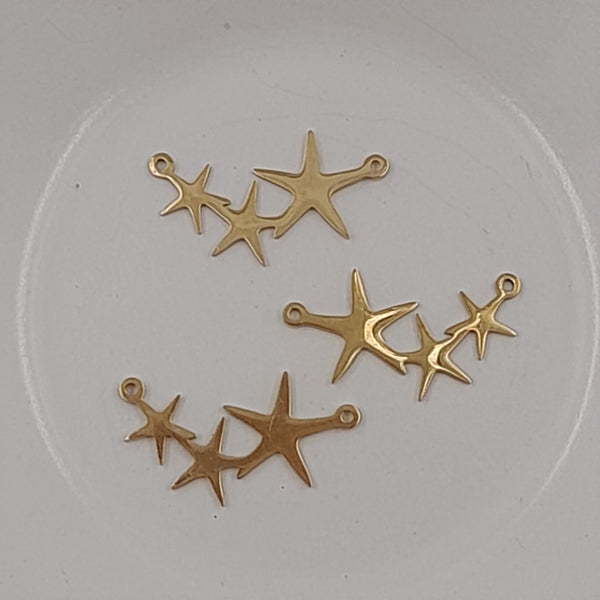 2-Hole Connector - 3 Gold Linked Stars