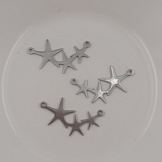 2-Hole Connector - 3 Silver Linked Stars