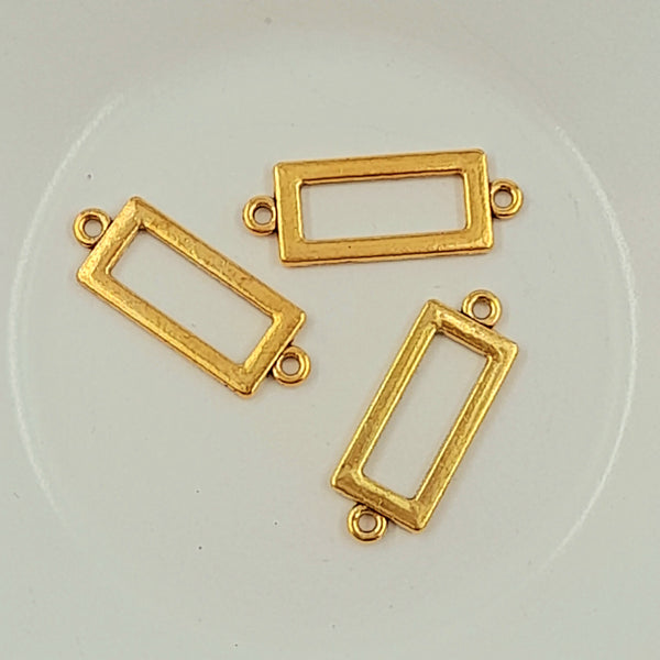 2-Hole Connector - Gold Rectangle