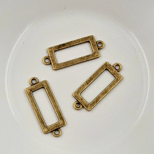 2-Hole Connector - Antique Gold Rectangle