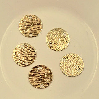 2-Hole Connector - Gold Flat Textured Disc