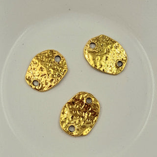 2-Hole Connector - Gold Flat Textured Oval