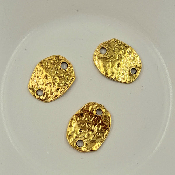 2-Hole Connector - Gold Flat Textured Oval