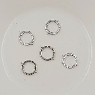 2-Hole Connector - Silver Ring Shape With Cubic Zirconias