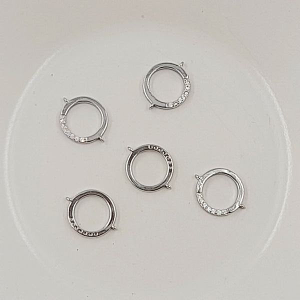 2-Hole Connector - Silver Ring Shape With Cubic Zirconias