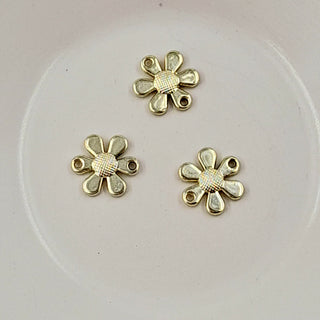 2-Hole Connector - Gold Flower