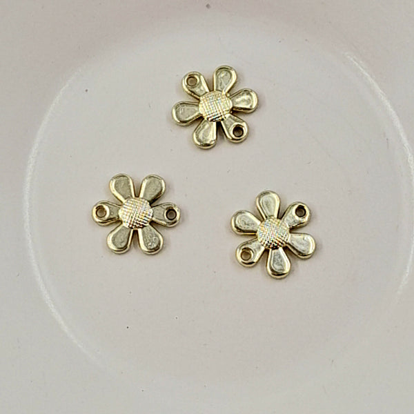 2-Hole Connector - Gold Flower