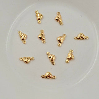 2-Hole Connector - Gold Tiny Heart