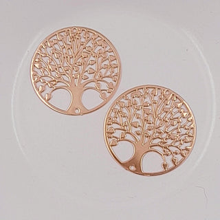 2-Hole Connector - Gold Large Round Tree Of Life