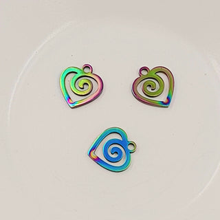 Charm-Multicoloured Heart With Spiral