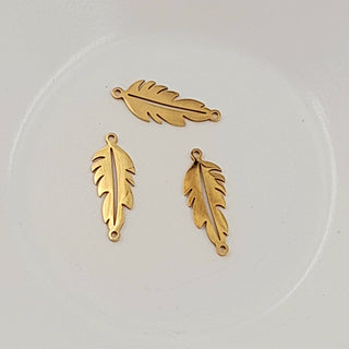 2-Hole Connector - Gold Feather