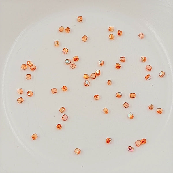 2mm Czech Fire Polished Faceted Round Glass Bead Crystal Orange Rainbow 50 Pack