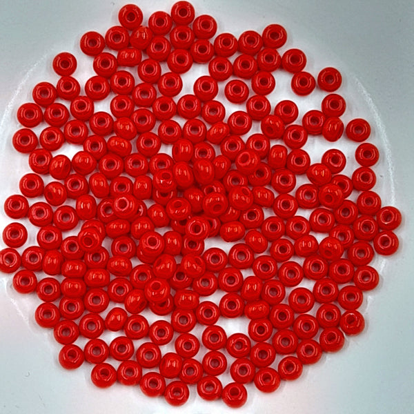 Japanese Seed Beads Size 6 Opaque Red 7.5gm Bag