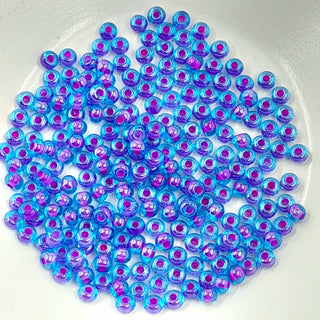 Japanese Seed Beads Size 6 Pink Lined Aqua 7.5gm Bag