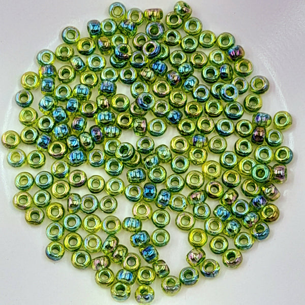 Miyuki Seed Beads Size 6 Green Lined Chartreuse AB 7.5gm Bag