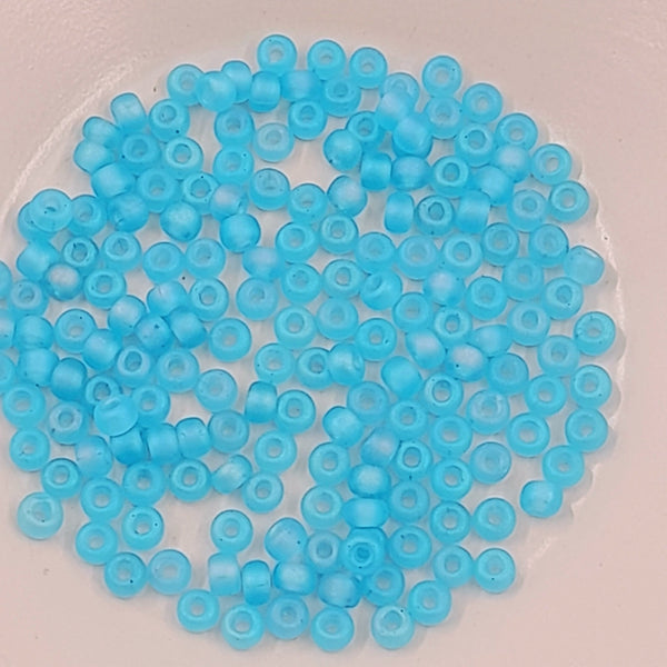 Miyuki Seed Beads Size 6 Matte Transparent Light Blue AB 7.5gm Bag