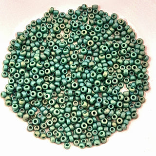 Miyuki Seed Beads Size 8 Matte Opaque Glaze Green AB 7.5gm Bag