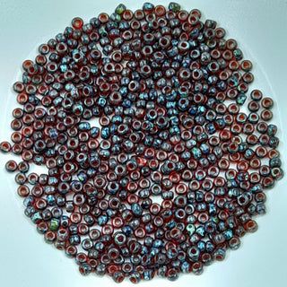 Miyuki Seed Beads Size 8 Transparent Garnet With Picasso Finish 7.5gm Bag