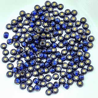 Miyuki Seed Beads Size 6 Duracoat Silver Lined Navy Blue 7.5gm Bag