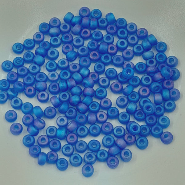 Miyuki Seed Beads Size 6 Matte Transparent Sapphire AB 7.5gm Bag