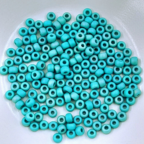 Miyuki Seed Beads Size 6 Matte Opaque Turquoise/Green AB 7.5gm Bag