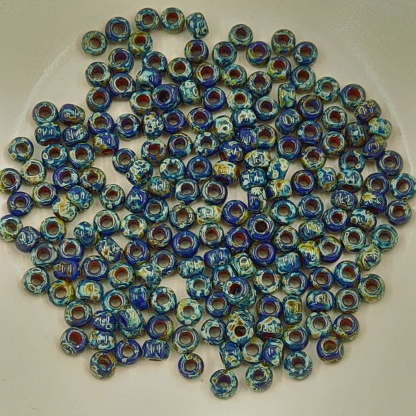 Miyuki Seed Beads Size 6 Opaque Cobalt Blue With Picasso Finish 7.5gm Bag