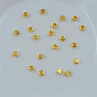 Metal Spacer Bead Rounded Cube Gold 20 Pack