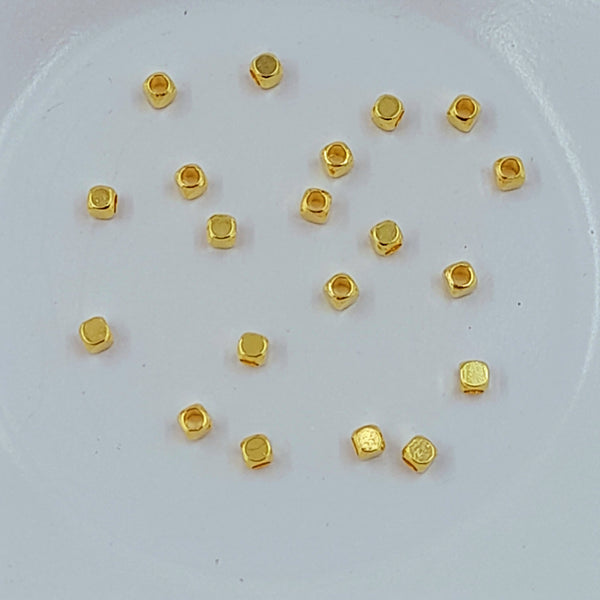Metal Spacer Bead Rounded Cube Gold 20 Pack
